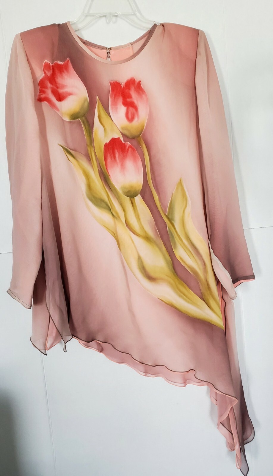 VINTAGE YOLANDA LORENTE HAND PAINTED 100%SILK TUNIC SZ M B39