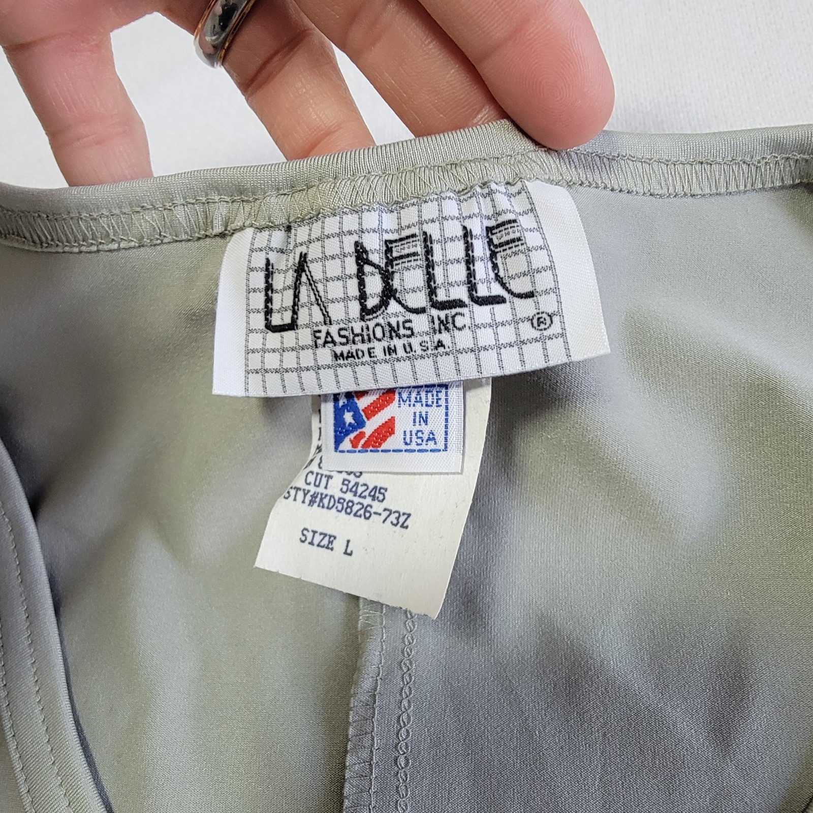 Vintage 90’s La Belle T-Shirt Dress Sage Green Short-sleeved V-neck Women Size L