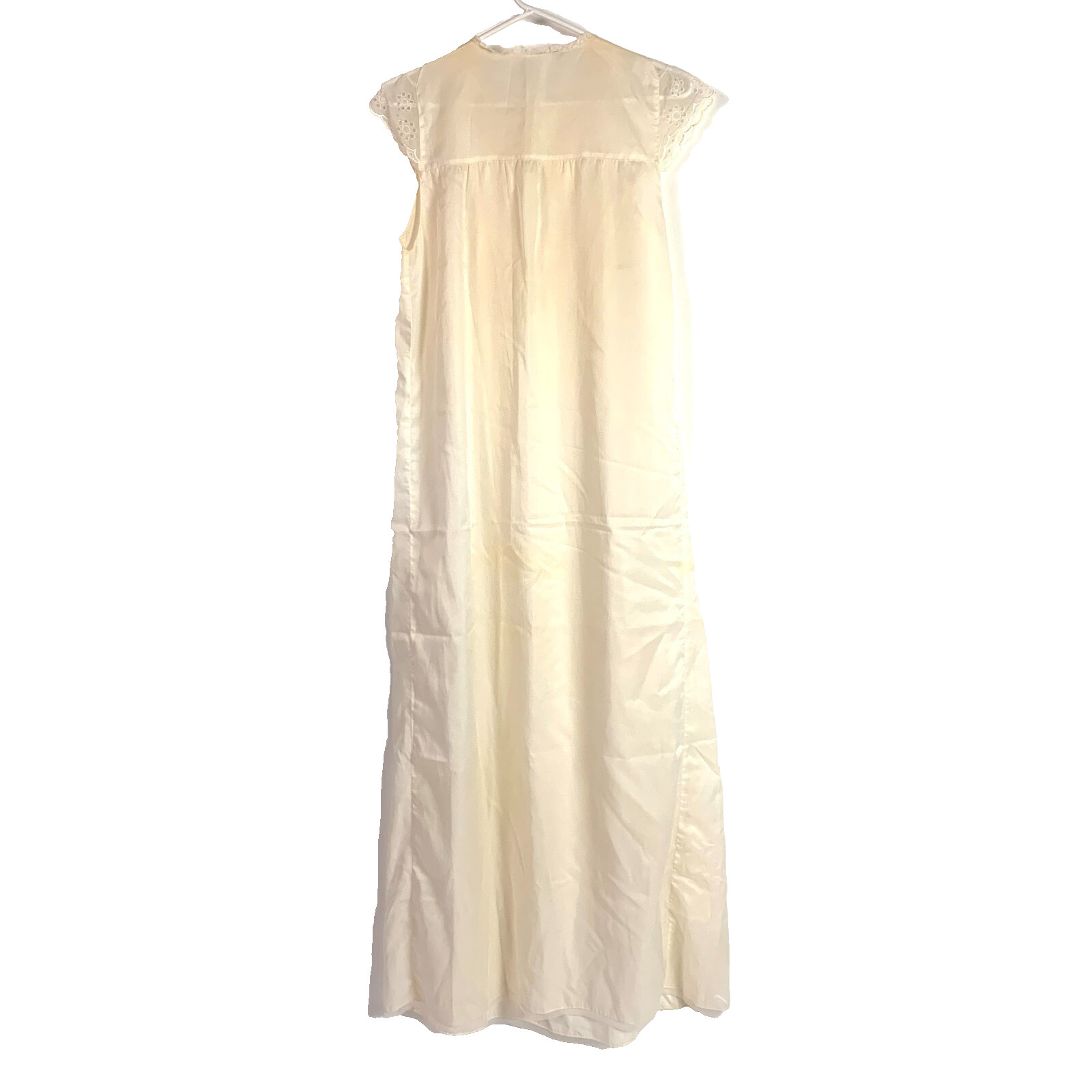 Vintage Godfried Pale Yellow Eyelet Long Nightgown Made in USA Small
