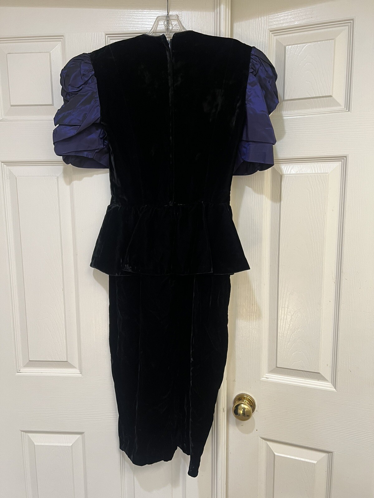 VNTG 80s Violet Velvet Peplum Avant Garde Style Party Dress prom formal Gatsby 8