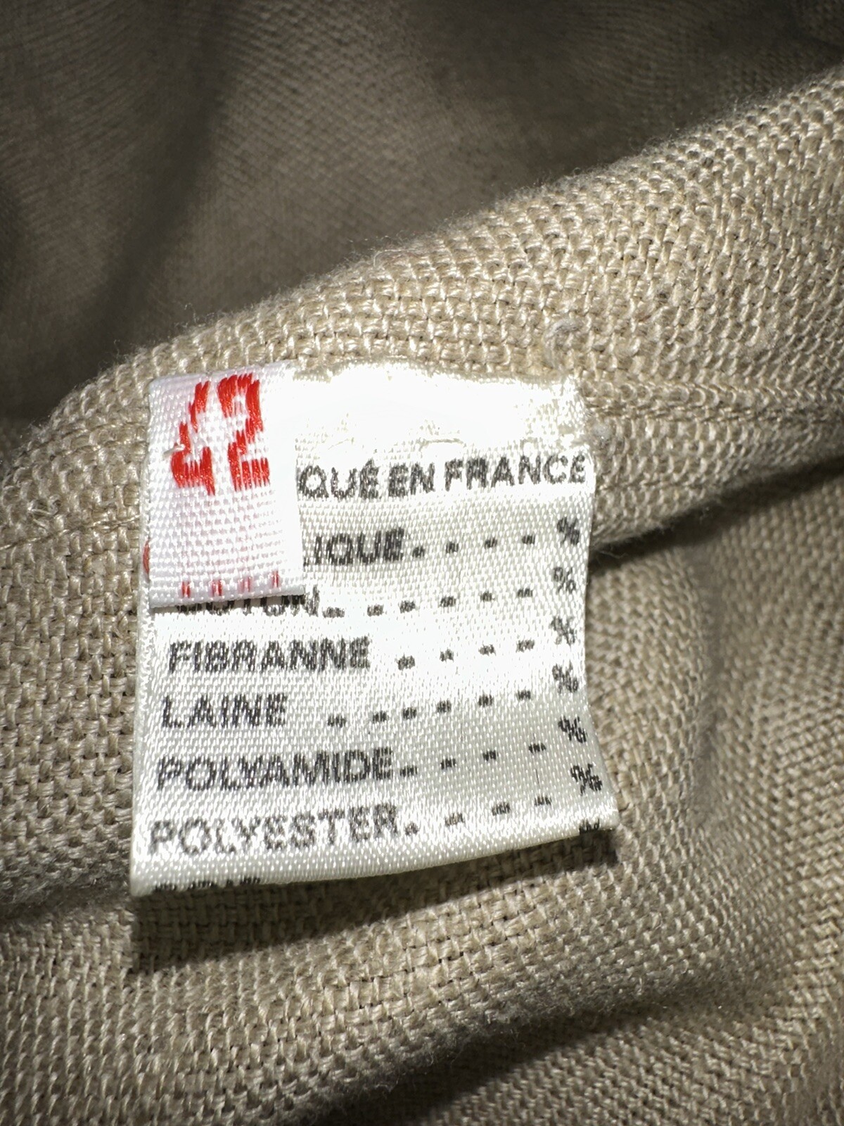 Vintage AMEN WARDY Made In France Size 42 Khaki Tan Knit Jacket 70s 80s Retro