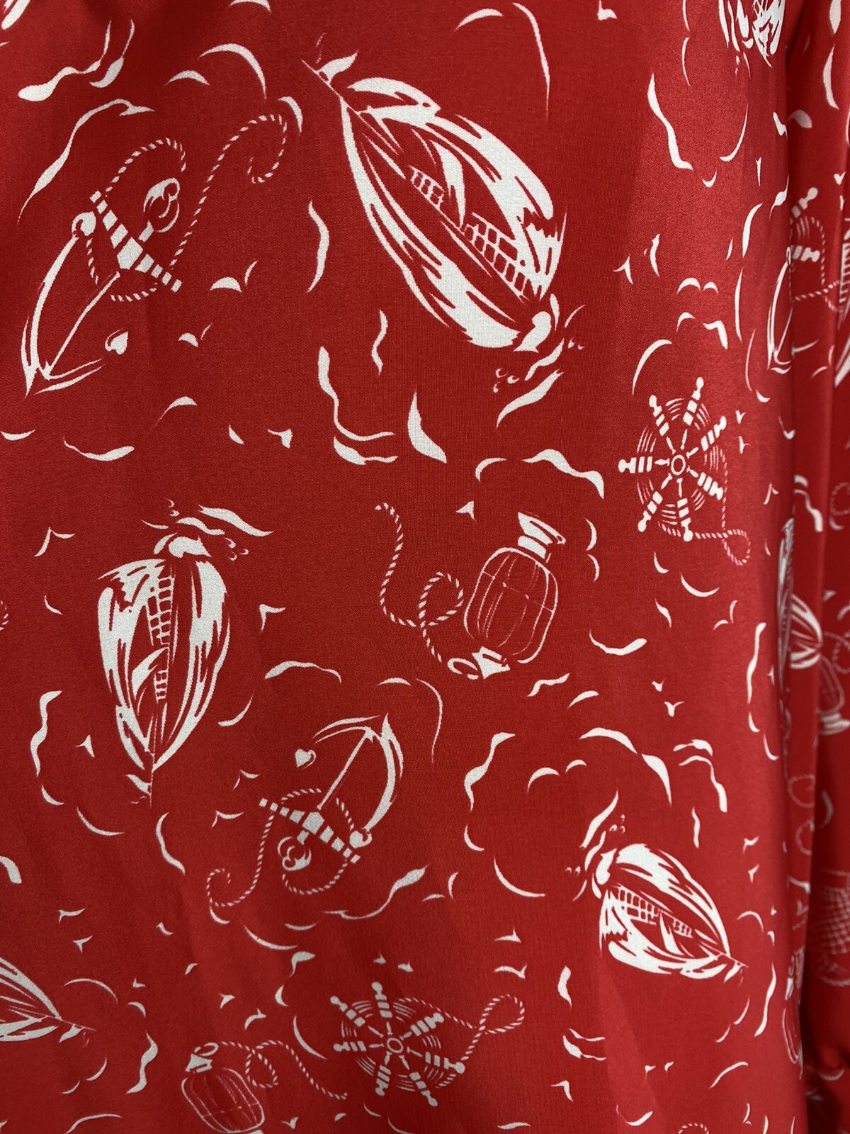 Handmade vintage blouse XL 52″ Bust EXTRA LARGE Nautical red white top tunic