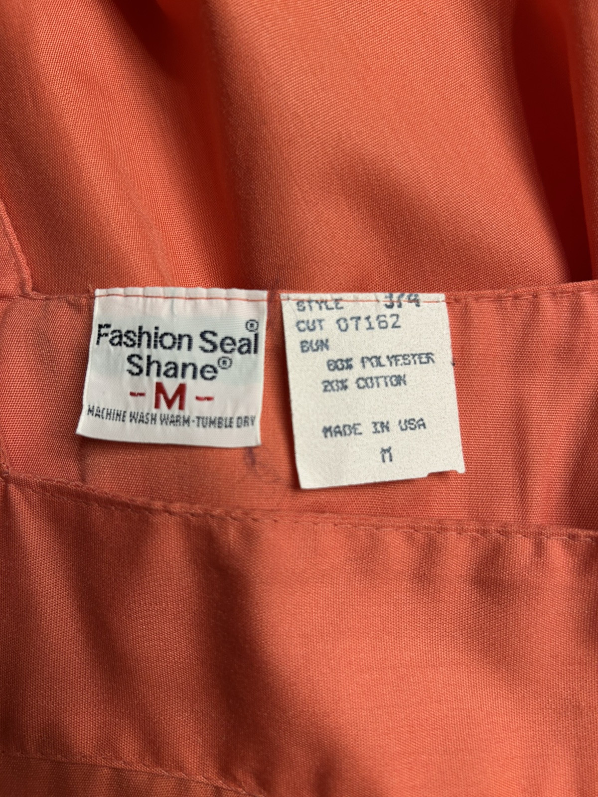 Vtg Fashion Seal Shane Apron Dress Pink Cottage Core Medium Smock Button Strap