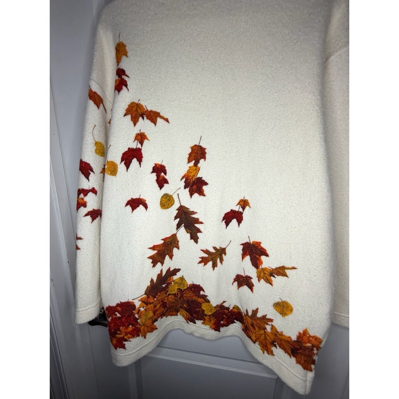 Vintage 90’s Art Unlimited Autumn Fall Leaves AOP Cardigan Sweater Womens Large