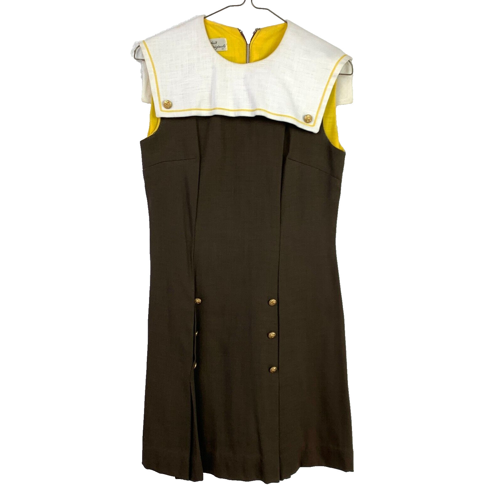 Vintage 50s 60s Parfait Originals Brown Short Sailor Dress Size 11 Chest 31″