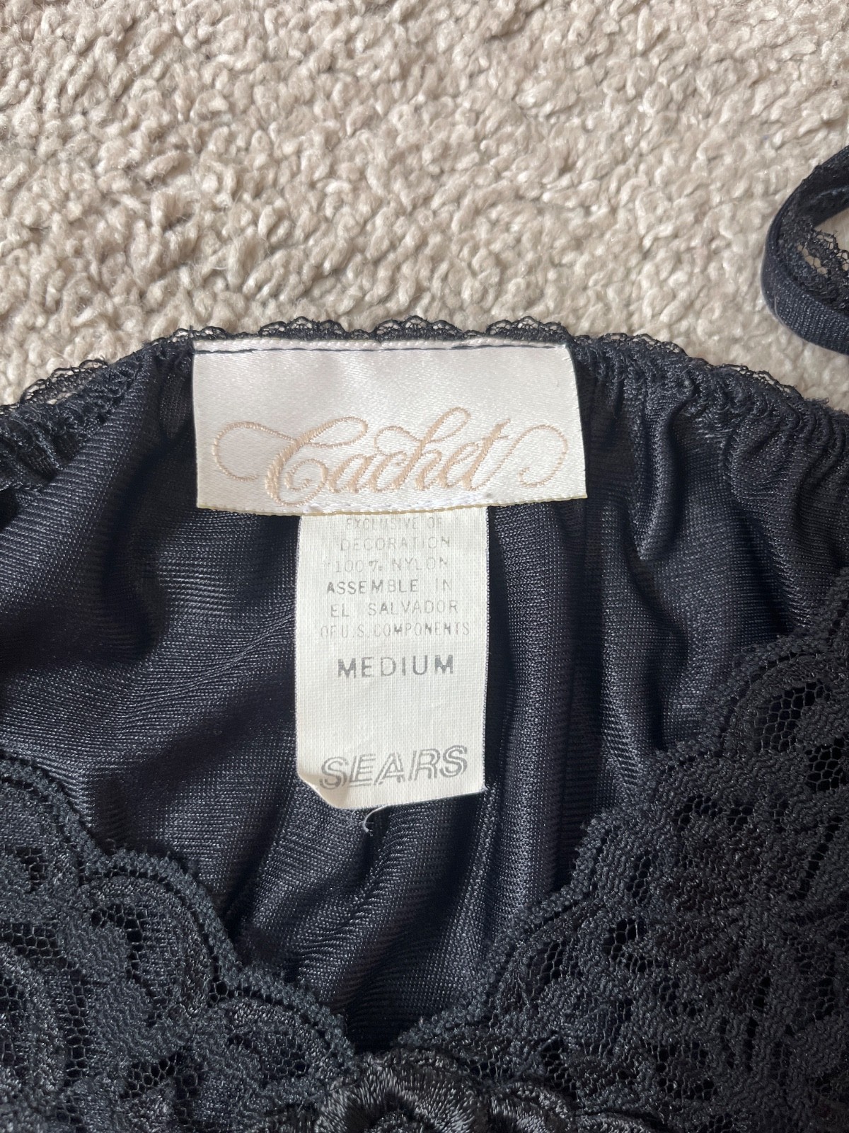 Vintage 1970’s Lingerie Set Camisole Lace Sexy Sheer Evening Medium Sears