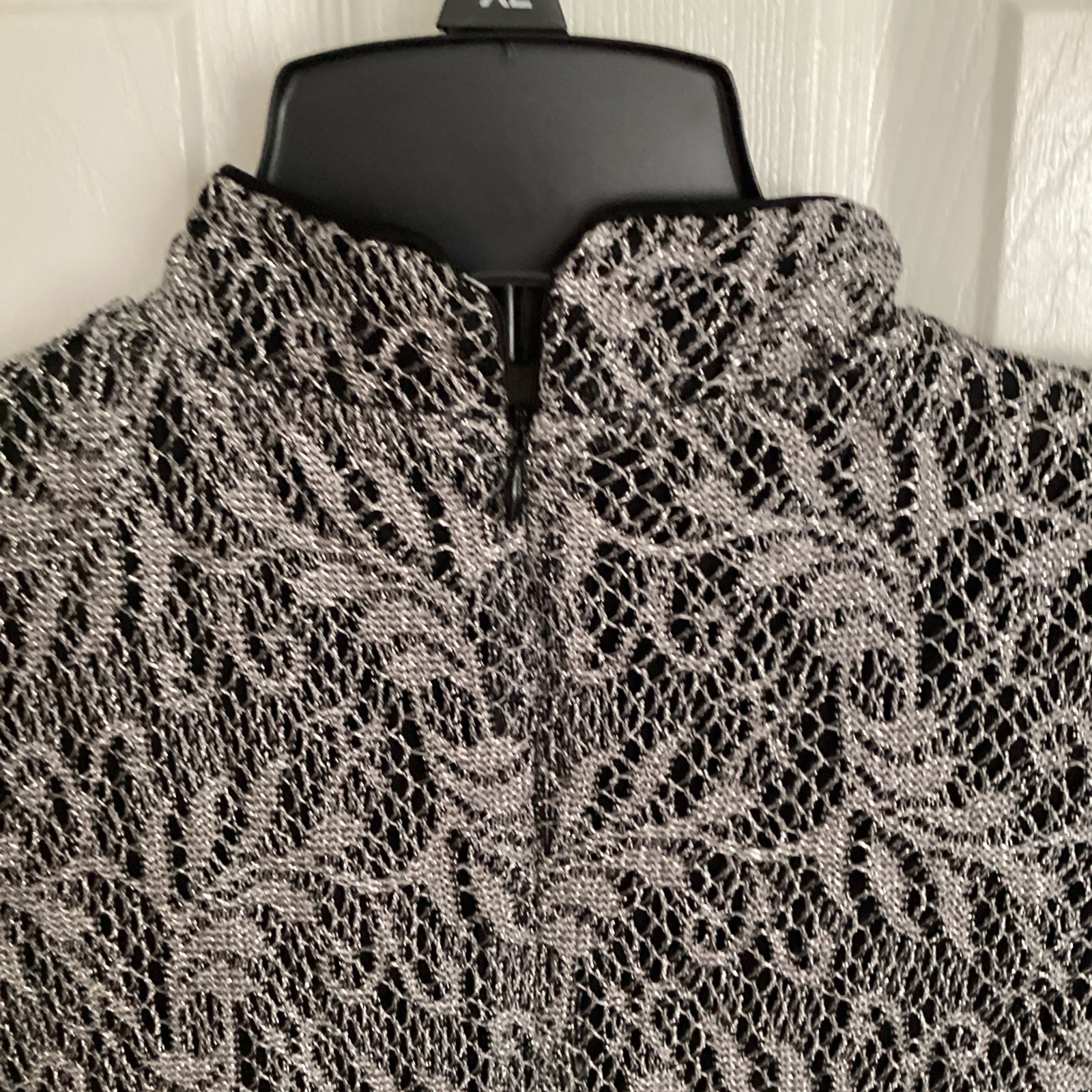 Vtg Jessica Howard Metallic Silver And Black Lace Maxi Dress Size 14 NWT