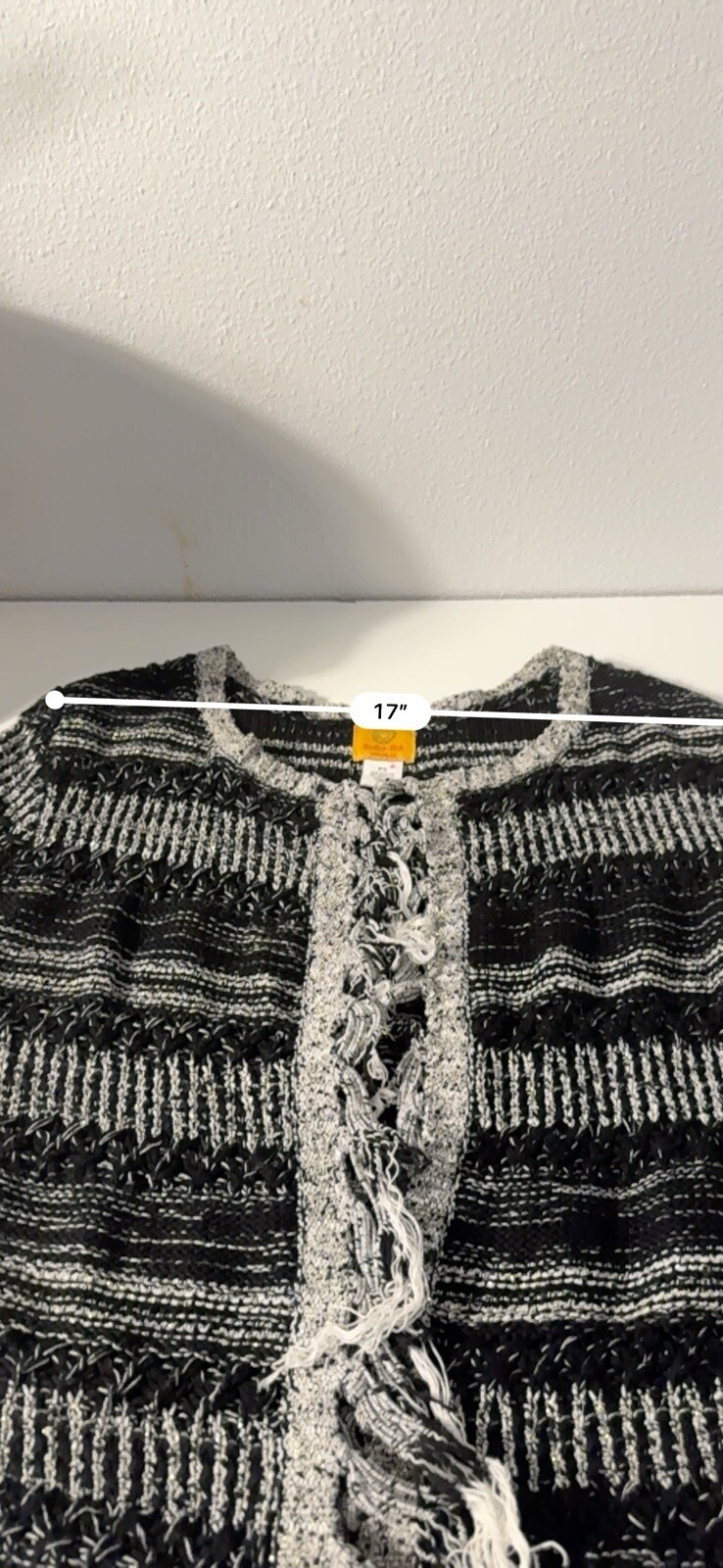 Ruby Rd. Cardigan Jacket Open Frade Black White Sz PS