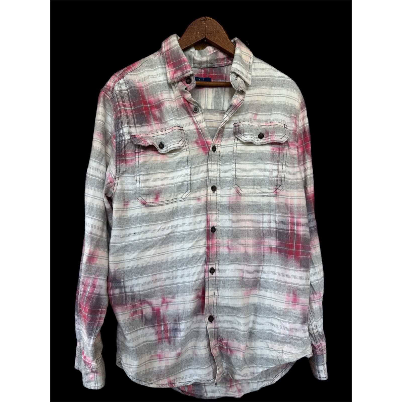 Upcycled Floral Flannel Shirt Small | Cottagecore Rose Patch Soft Plaid