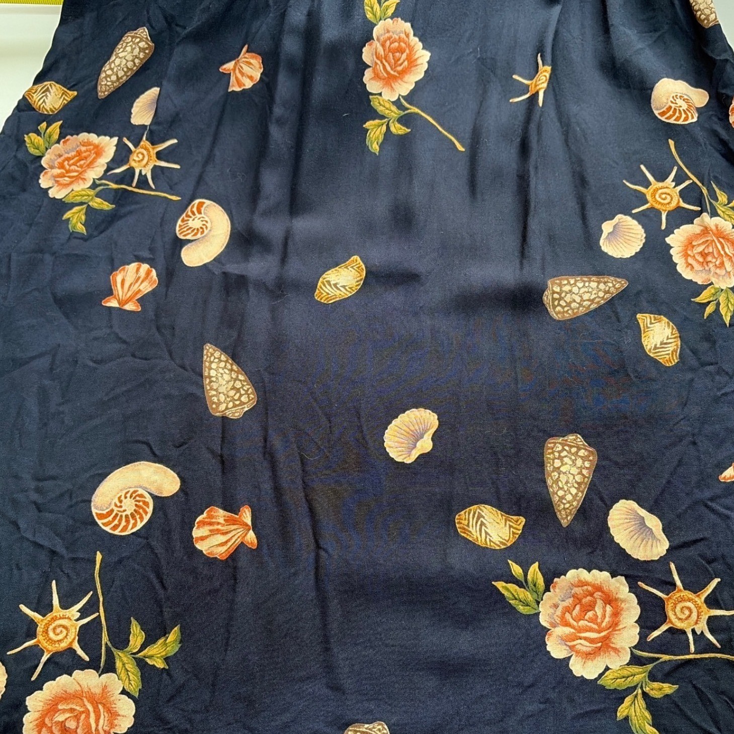 Casual Corner VTG Nautical Seashell Maxi Dress Navy Size 10 Peter Pan Collar