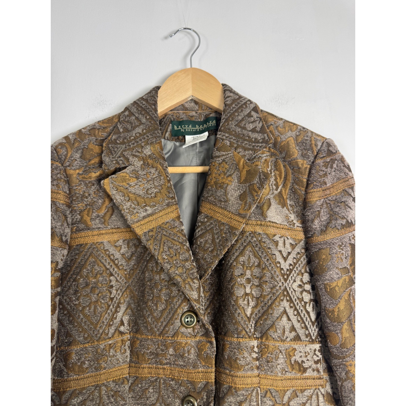 Vintage Harve Benard Womens Size 6 Tapestry Blazer Bronze Gold Damask Jacket