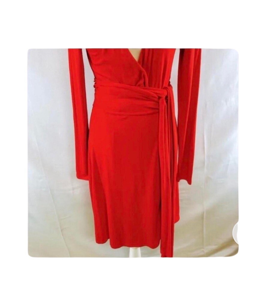 Midi Wrap Around Knit Dress Long Sleeve Vintage Moda International
