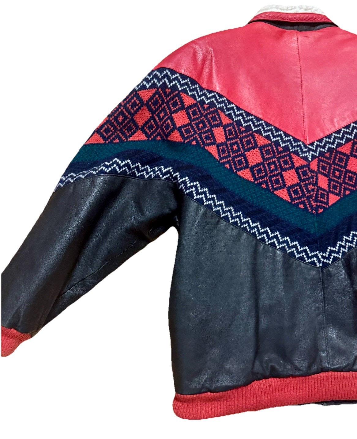 Vintage 90s IZZI Leather Lined Jacket Mixed Pattern/Color Sz. M