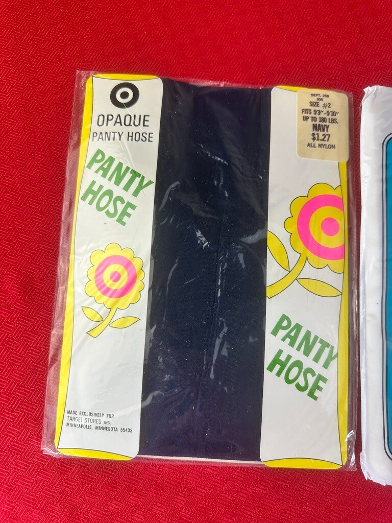 Mix 2 LOT VTG Panty Hose Target Opaque Navy Seamless Brown 5’6 – 5’8