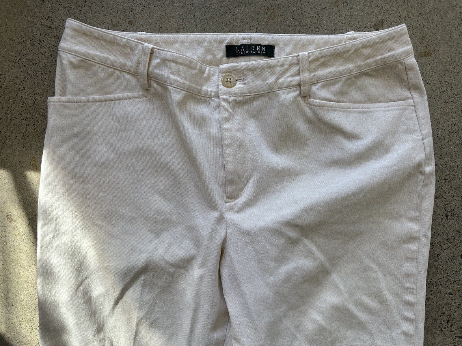 Vintage Polo Ralph Lauren White Cotton & Elastane Pleated Back Pants Sz 10