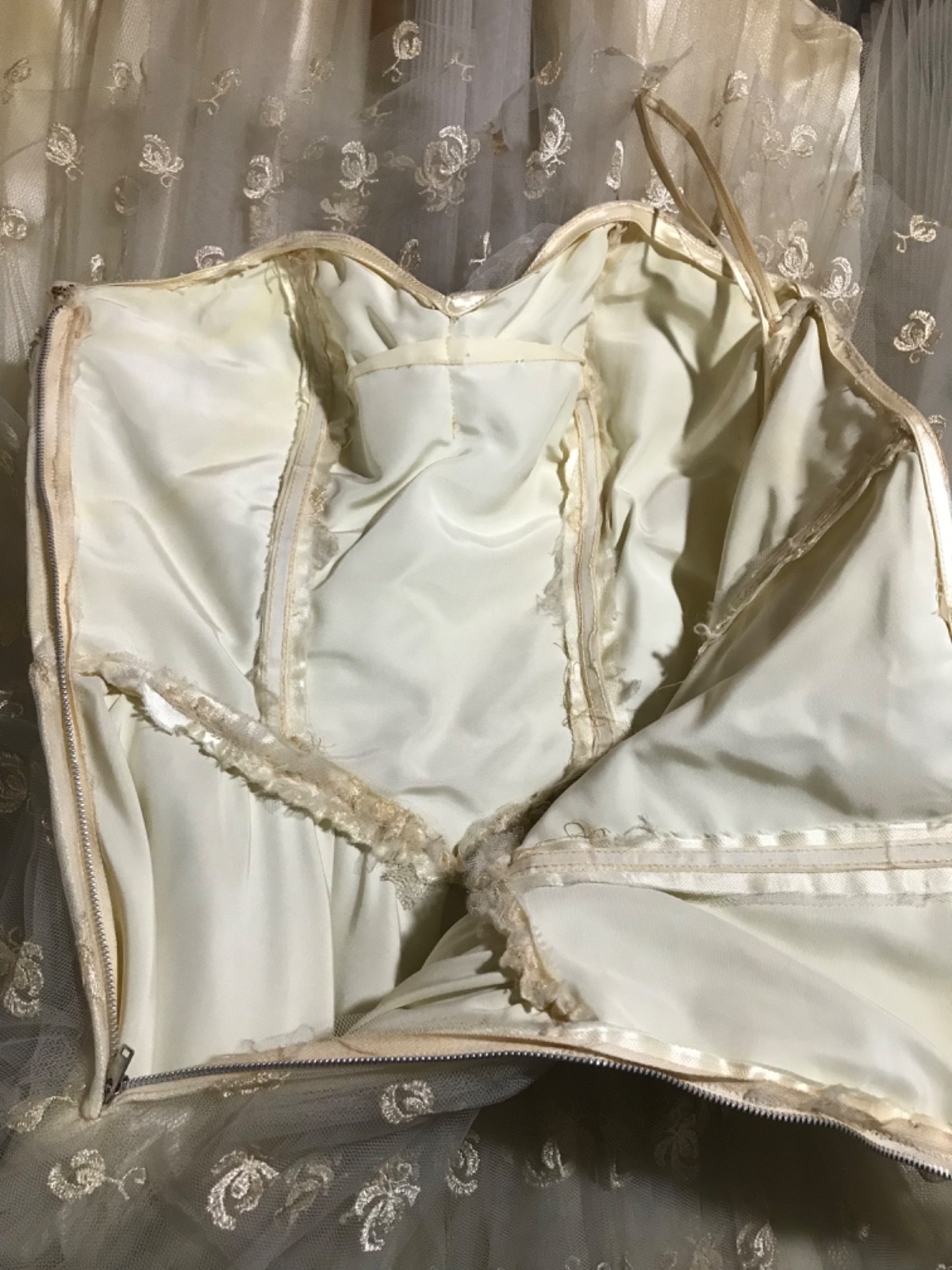 50’s ivory layered tulle lace overlay XS wedding dress with matching crop jacket