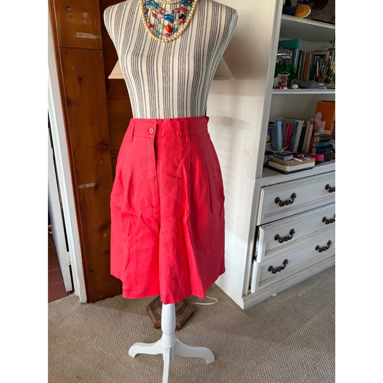 Vintage Linen Y2K 2010’s Linen Coral Bermuda Grandma Golden Girls 90’s Shorts
