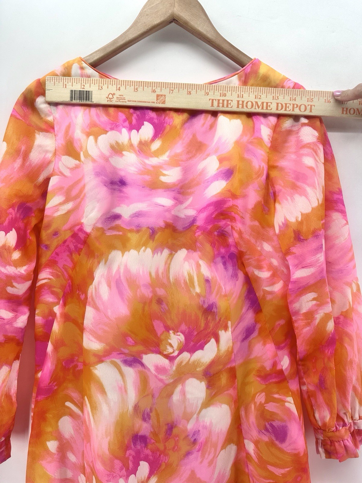 Vintage Parisa Honolulu Hawaiian M Floral Maxi Dress Pink Orange Mod Shift QQ35