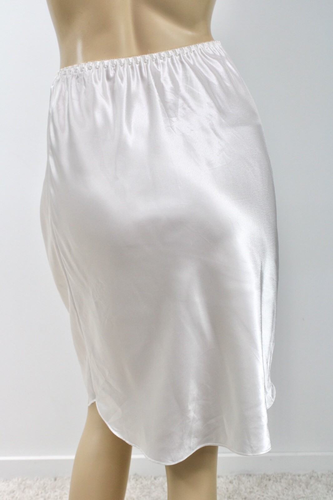 Vintage Farr West Half Slip sz S White Glossy Shiny soft Satin USA EUC