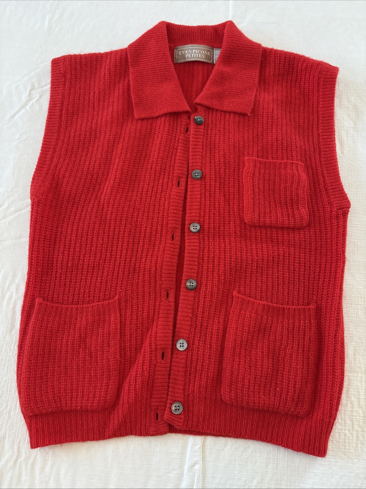 Evan Picone Red Women’s Sweater Vest Wool/Angora Rabbit Hair/nylon VTG Petite S