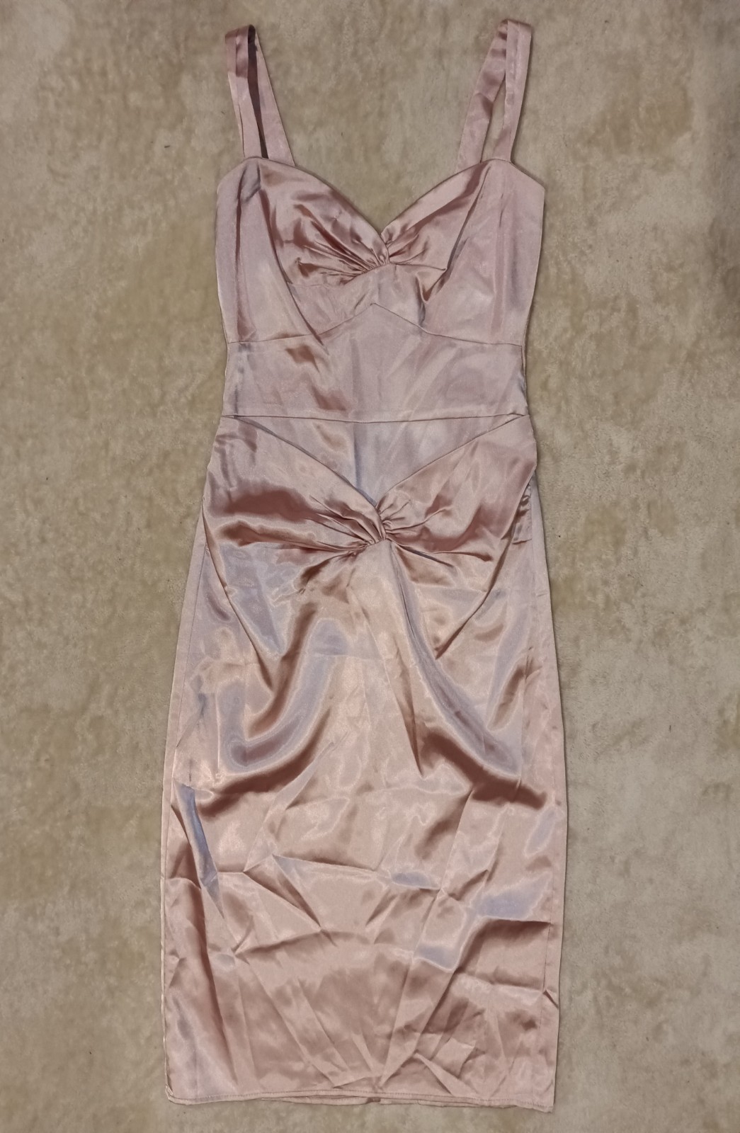 Stop Staring Glamorous Pink Satin Sheath Dress Sleeveless Vintage Elegance Sz S