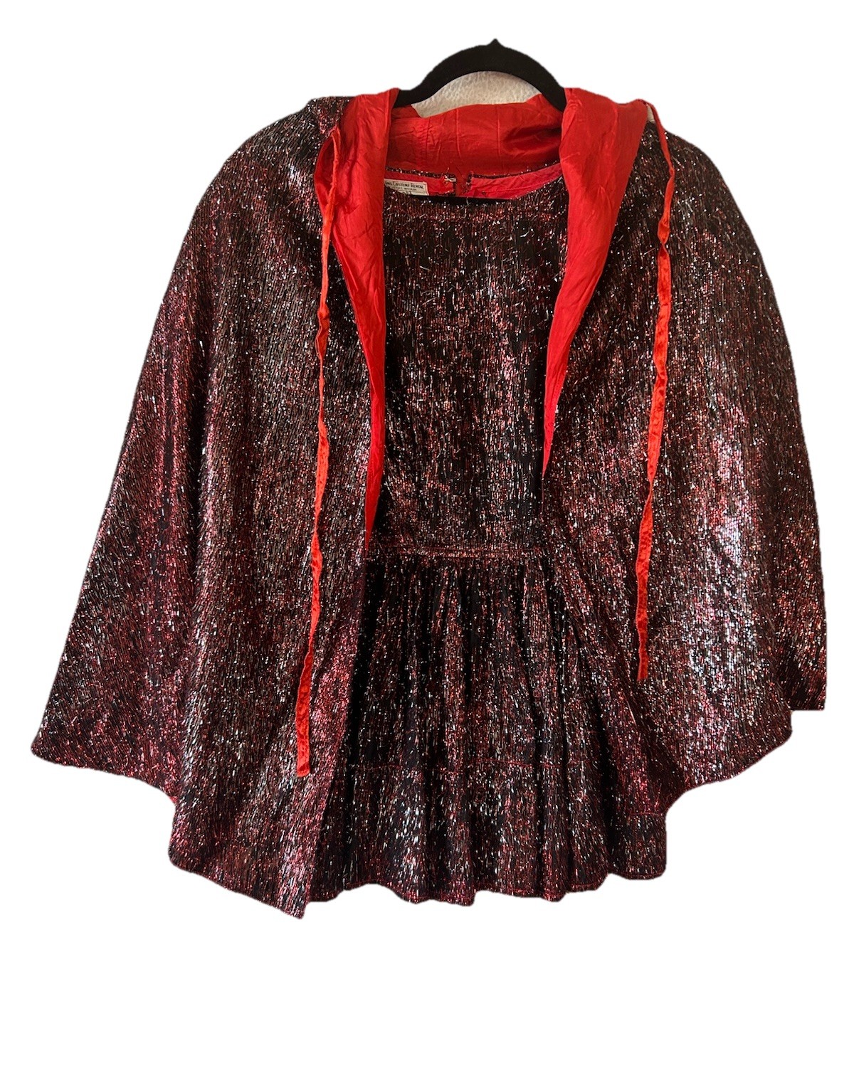 Vintage Williams Costume Metallic Mini Dress Cape Set XS/S Showgirl Burlesque