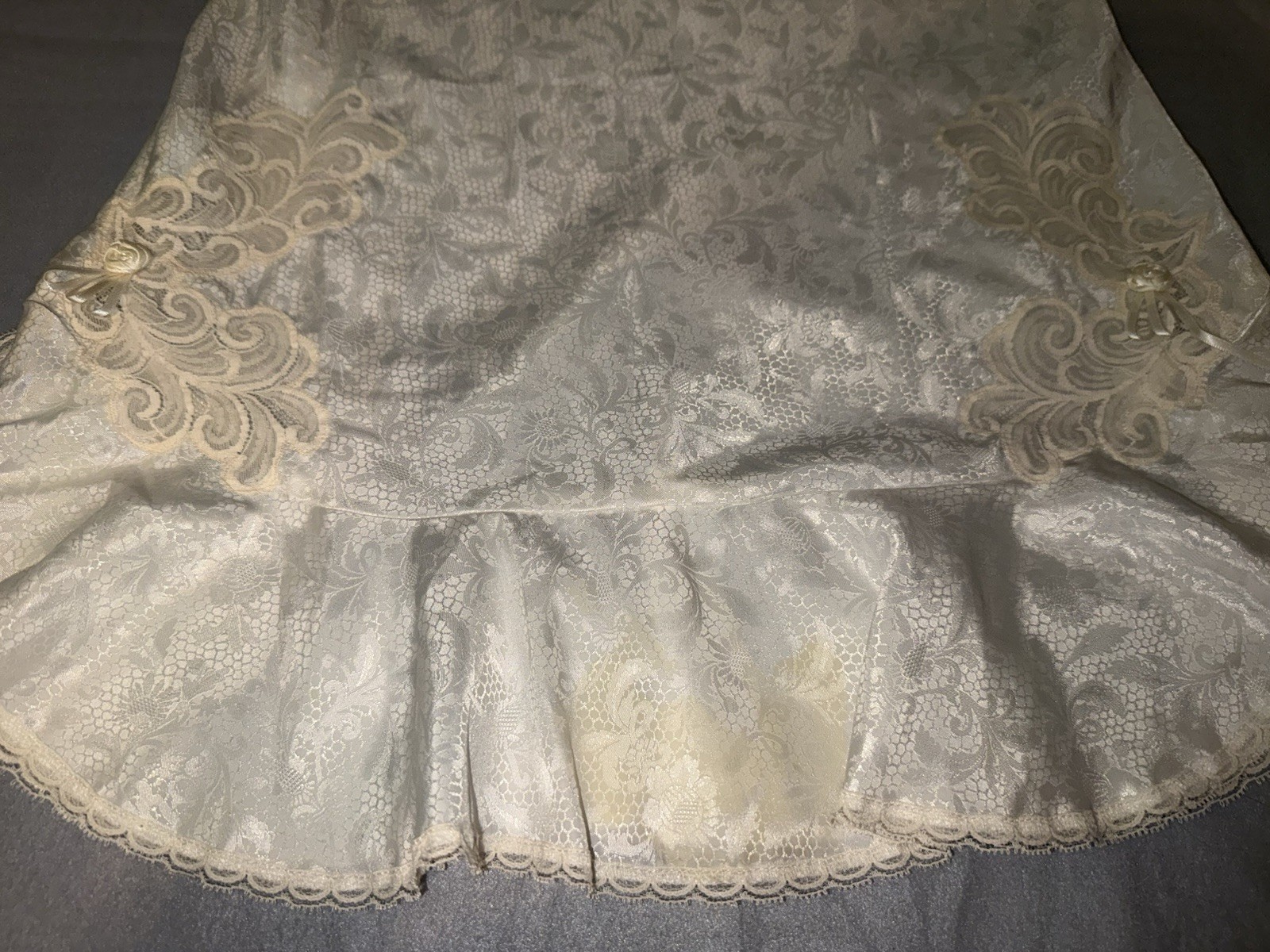 VTG Christian Dior Lingerie White Lace Bow Romantic Teddy Honeymoon Sexy