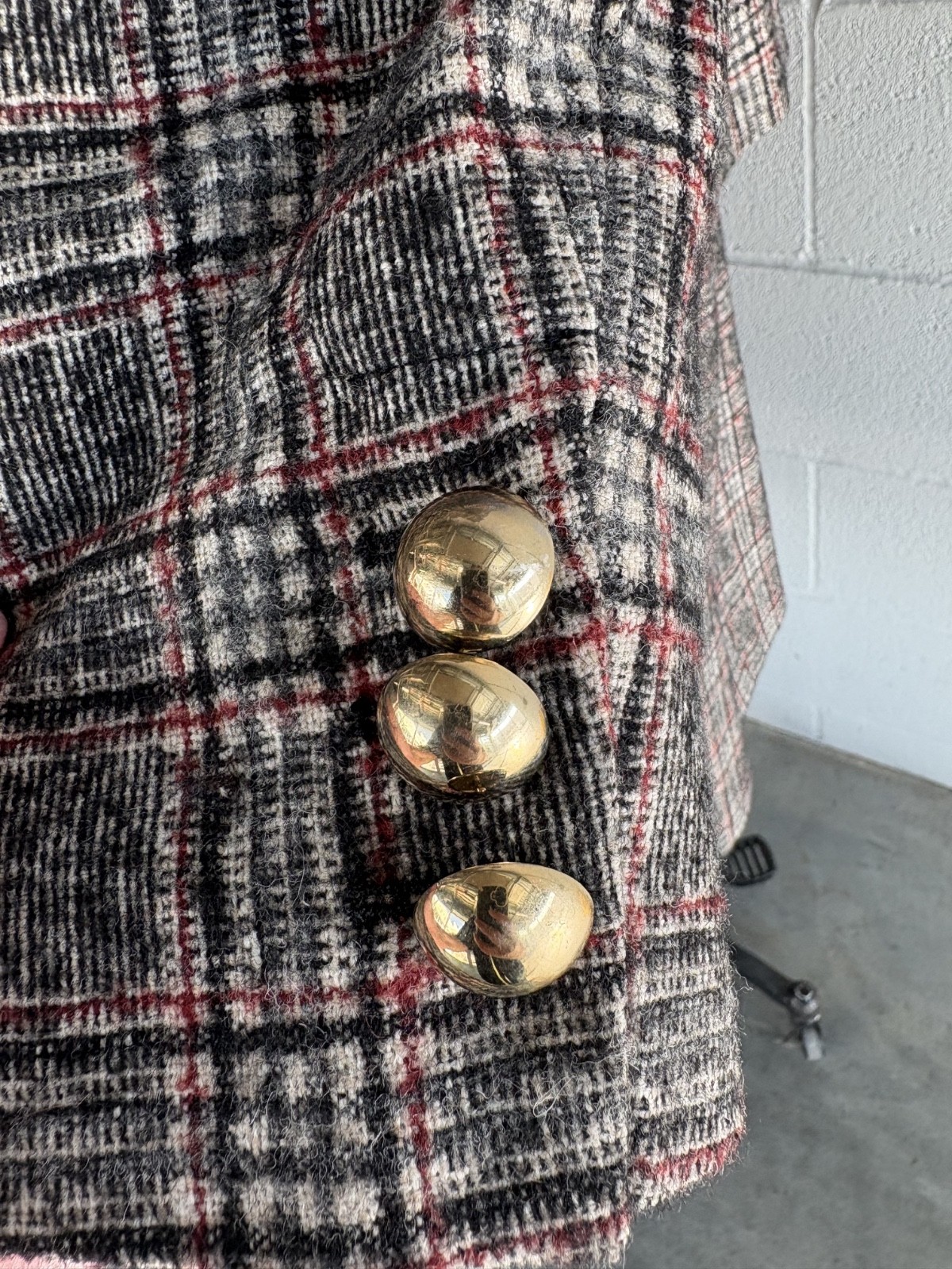 Vintage Y2K Les Copains Glen Plaid Skirt Suit Italian Designer Blazer & Skirt