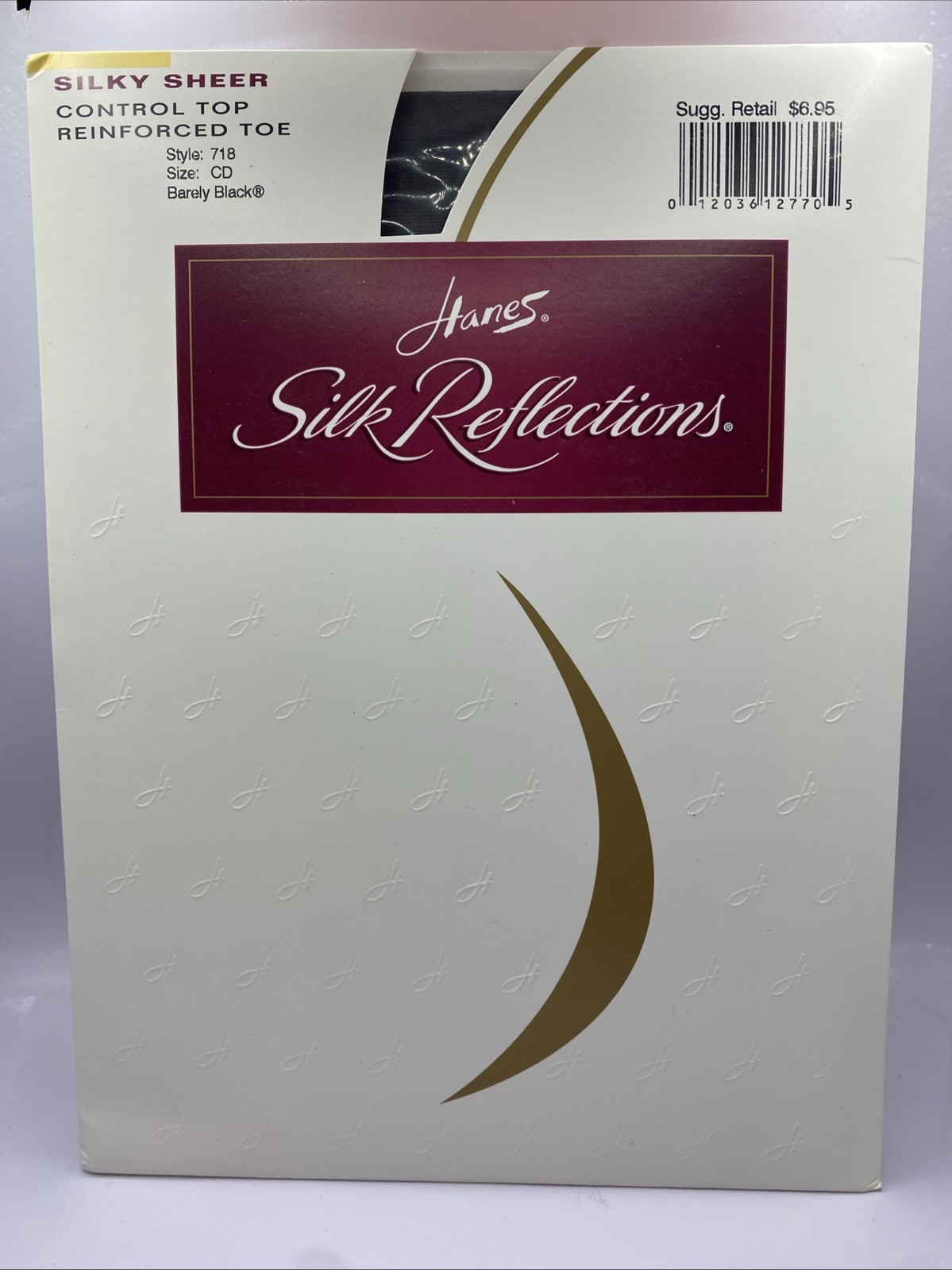 Hanes Silk Reflections Silky Sheer Control Top Barely Black Pantyhose 718 sz CD