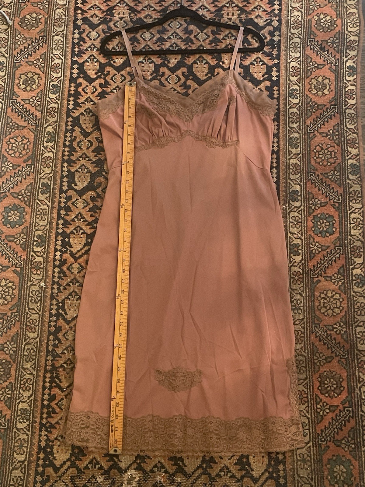 Vintage Van Raalte Suavette Full Slip Mocha Mushroom Brown Lace Size 40, 07206A