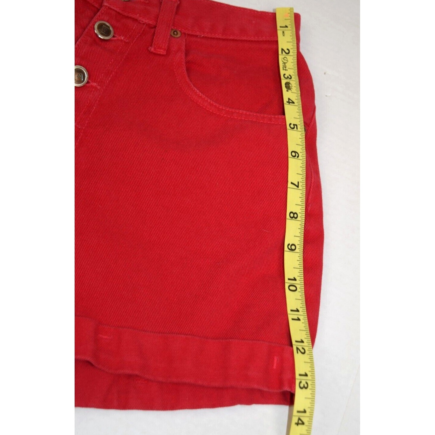 Vintage Jean Shorts LEI Size 3 90s Red Button Fly High Waist Made USA