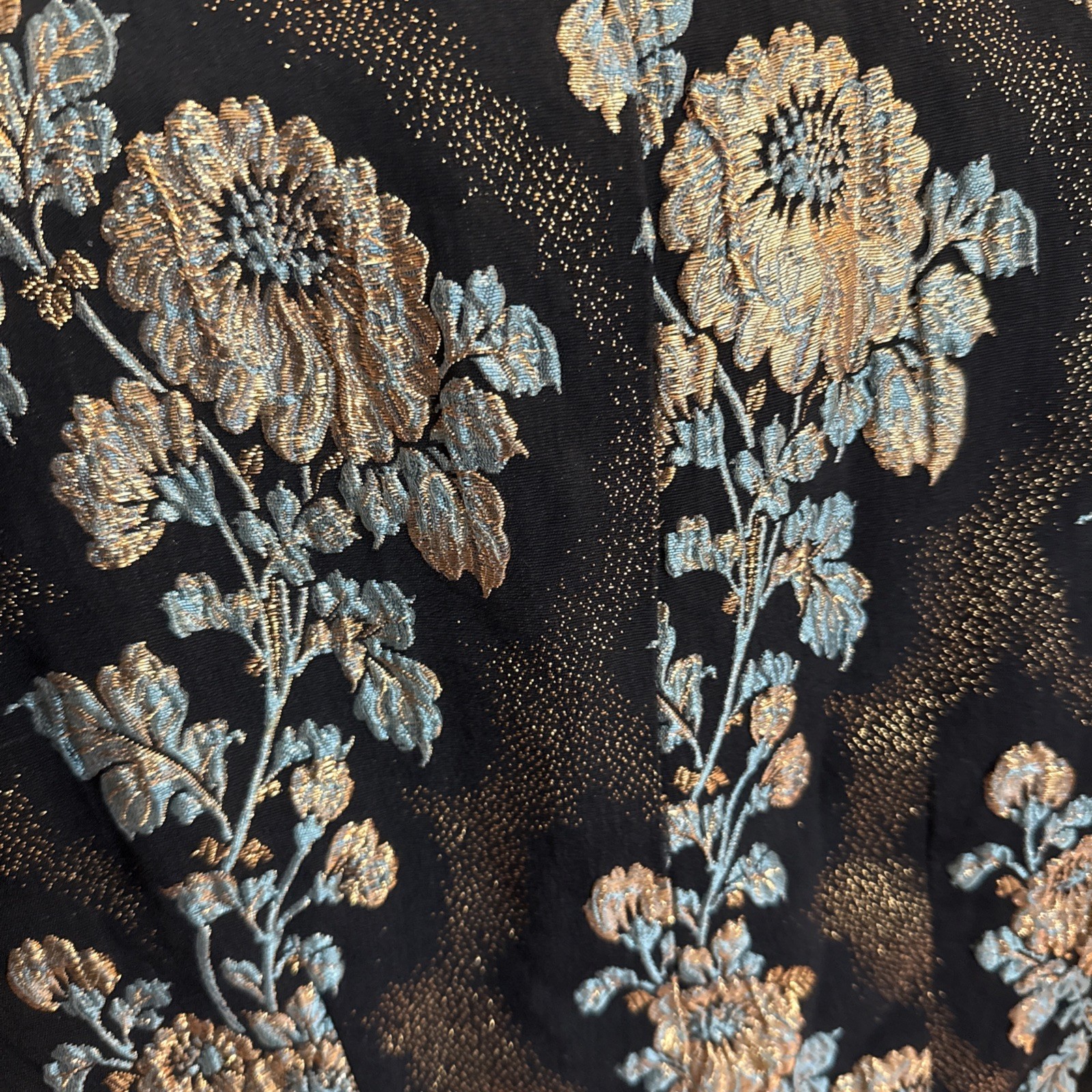 Vtg 1960s Linda of California Dress S Metallic Brocade Floral Cocktail Wiggle