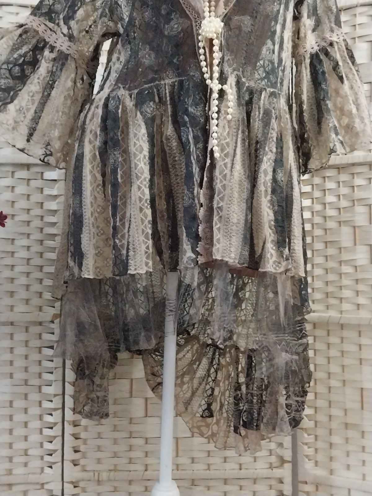 VTG COTTAGE WHIMSIGOTH FAIRY BOHO Whimsical HI LOW BLOUSE JACKET CAPE TOP SHIRT