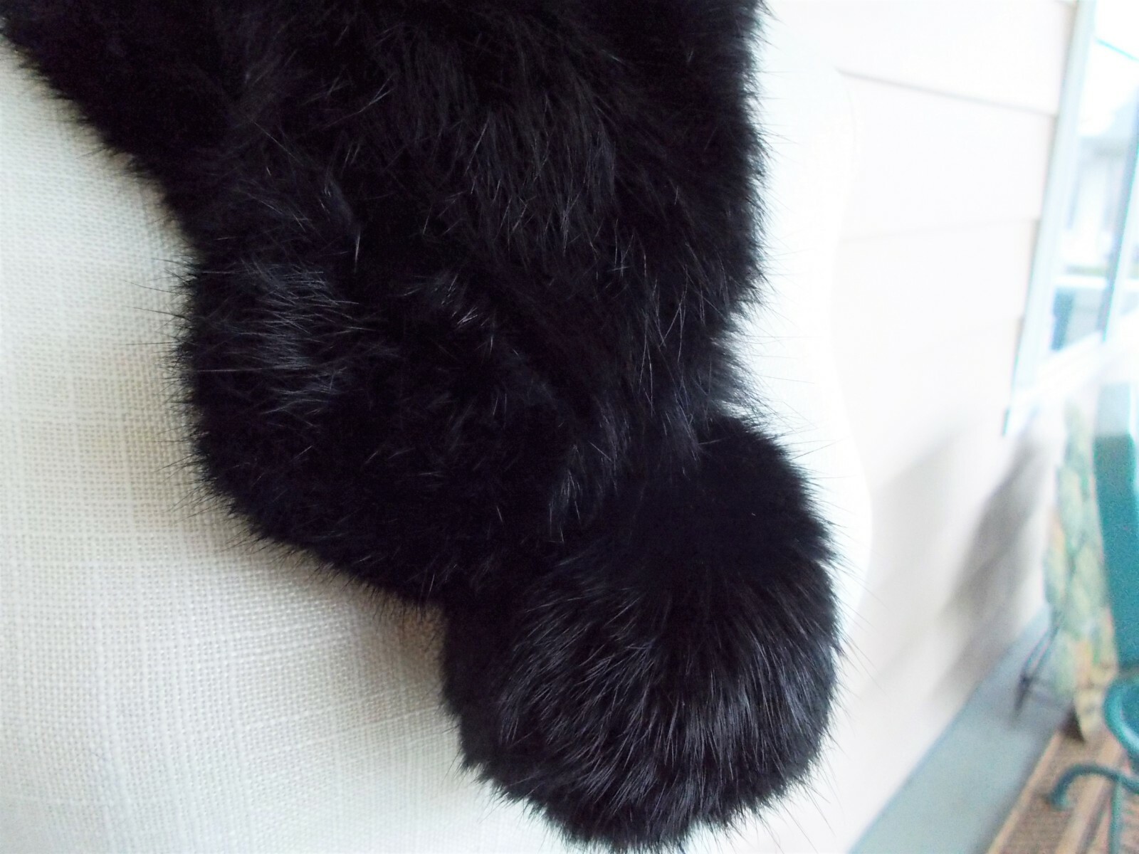 Vintage Soft Black Rabbit Fur Collar Scarf 30″ Long XS to 2X Lovely