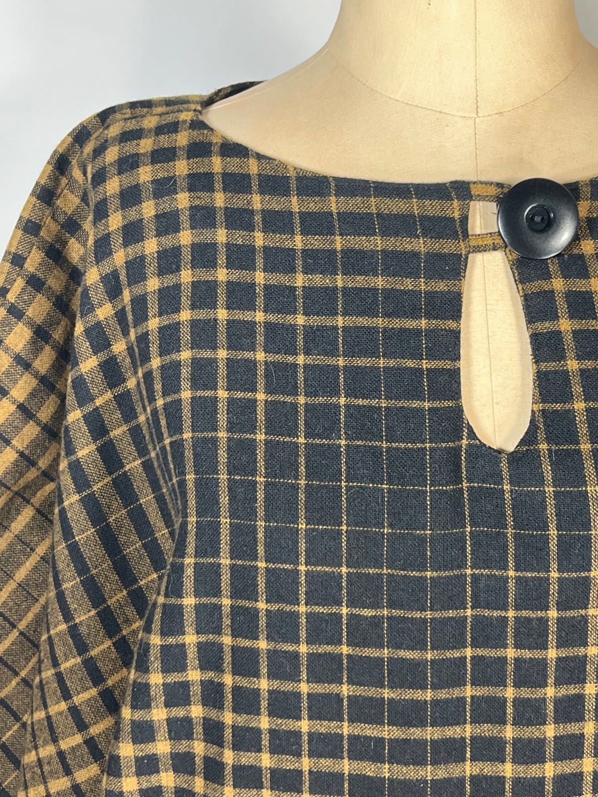 Vintage 1980’s unique JAPANESE DESIGN insp. style wool dress w/morph check print