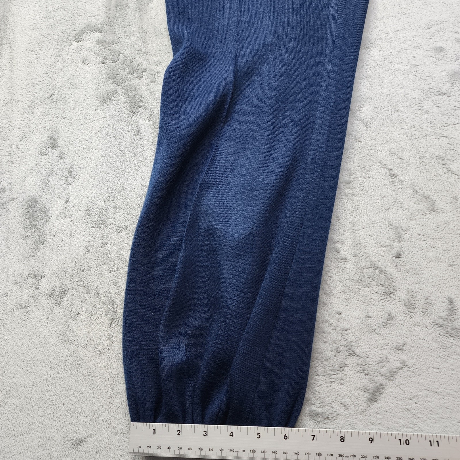 Vintage Batik High Rise Front Metal Zip Knit Jogger Pant Size 48 12 Blue Stretch