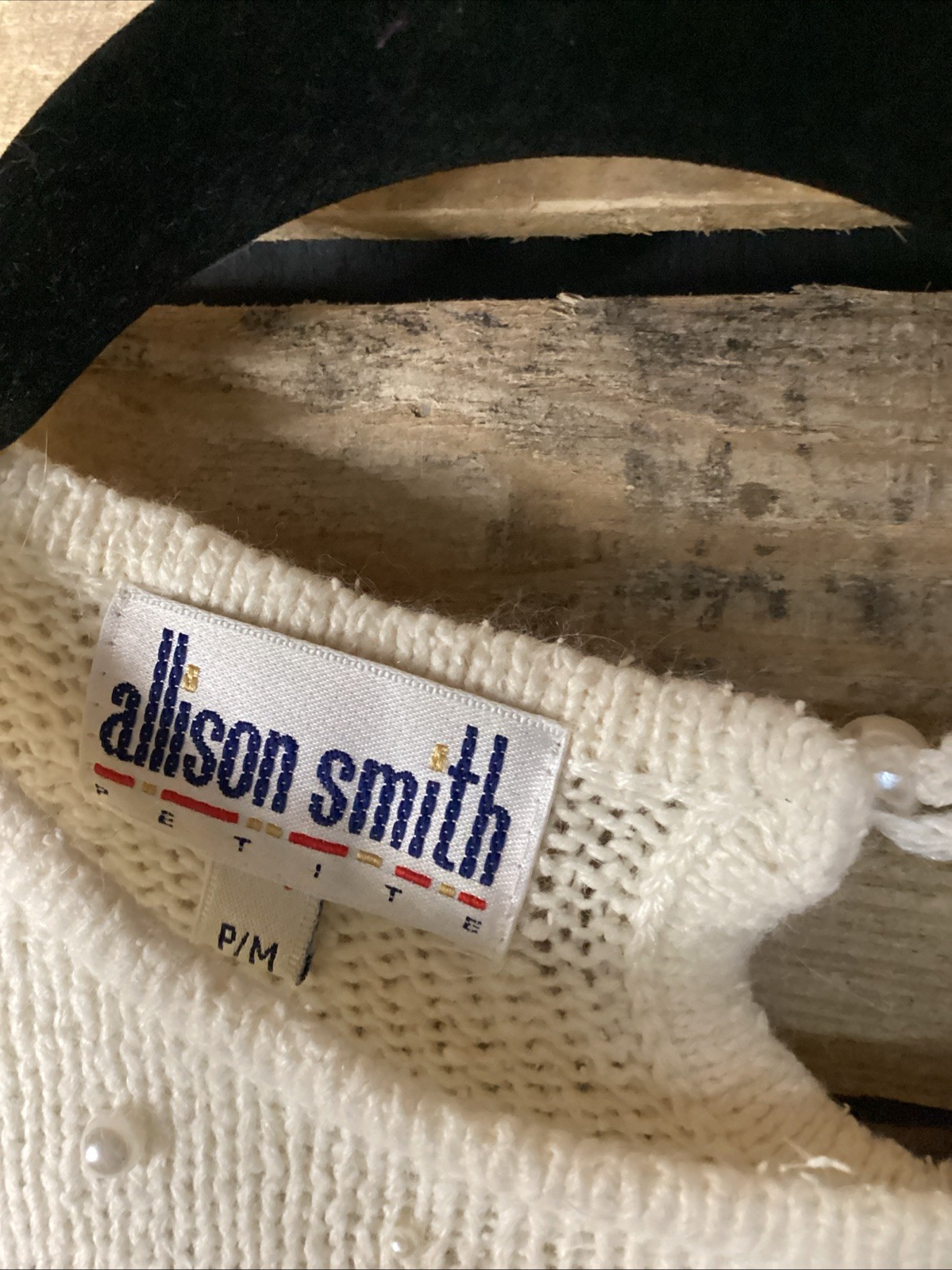 Vintage Allison Smith Faux Pearl Silk/ Angora Rabbits Hair Sweater Size MP