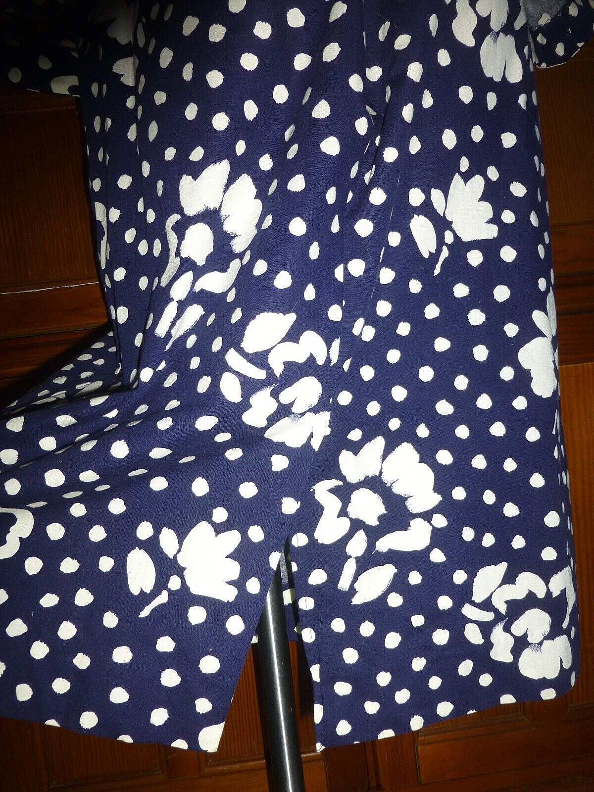 Vtg 80s R&K Originals Navy Polka Dot Floral dress Peplum Jacket Skirt SET sz 12