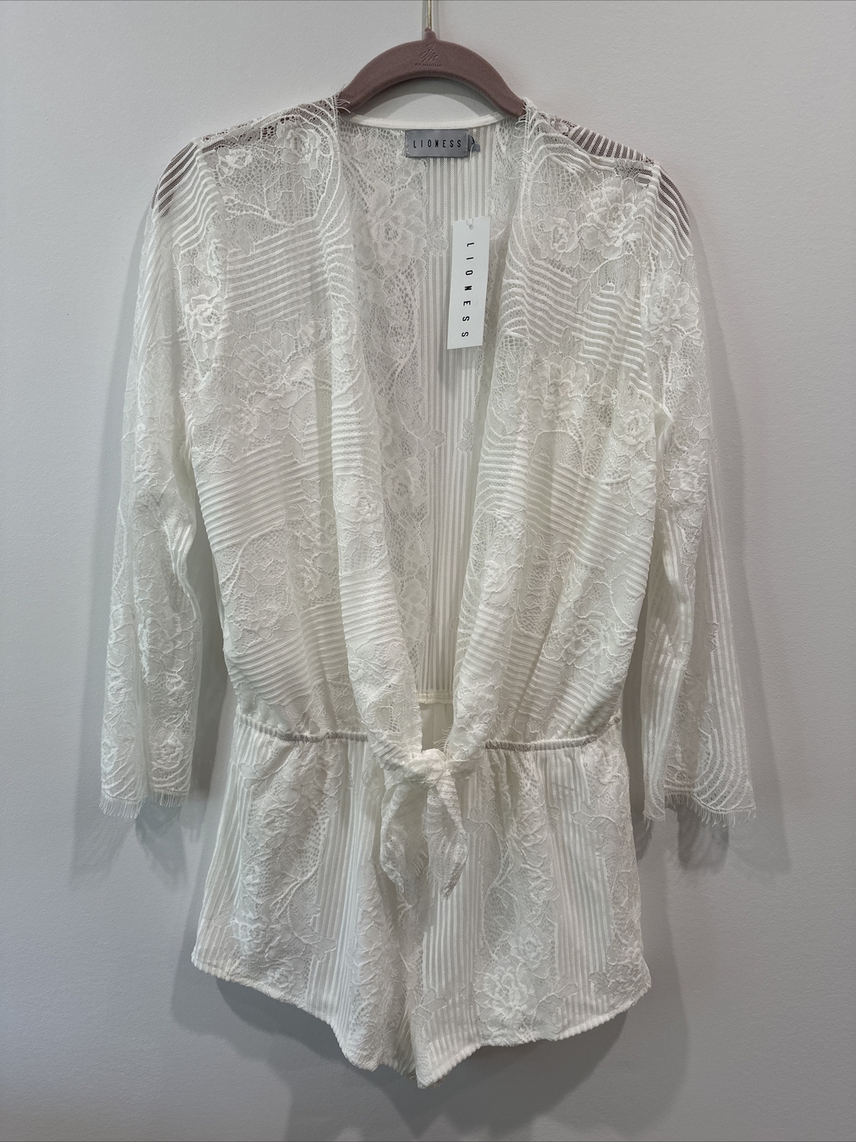 NWT Lioness Lace Romper Women’s Large White Beach Bride Wedding Party Jumpsuit