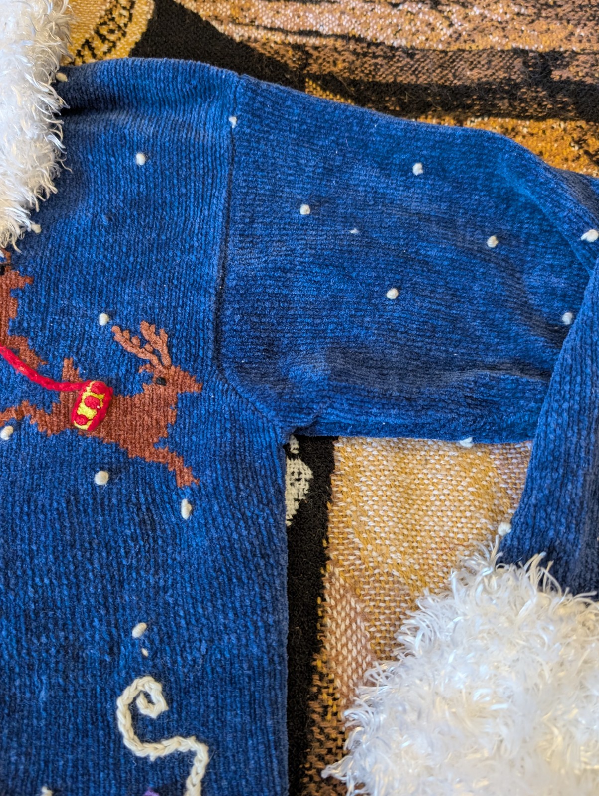 Vintage Bellepointe Blue Presents Ugly Santa Village Cardigan Medium