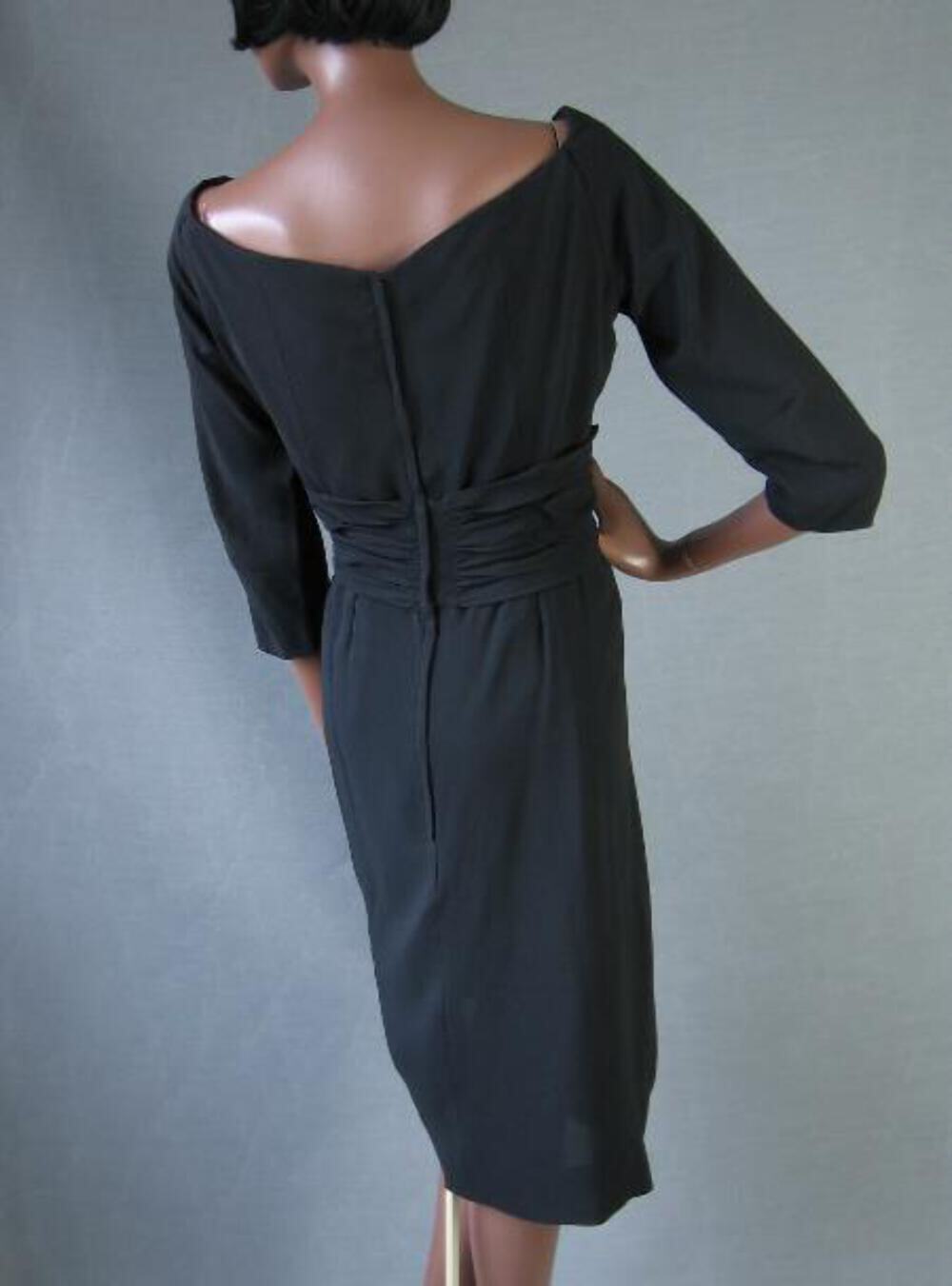 50s Bombshell Cocktail Dress Draped Vintage Revenge Dress Wiggle LBD