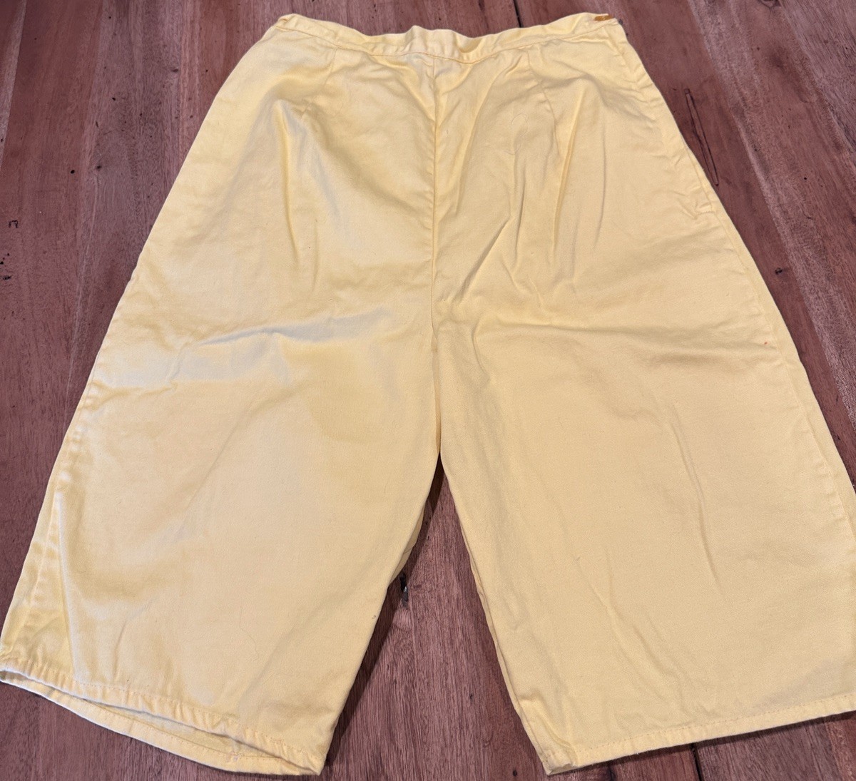 Vintage Bright Yellow High Waisted Shorts Pleated Women’s Retro Side Zip