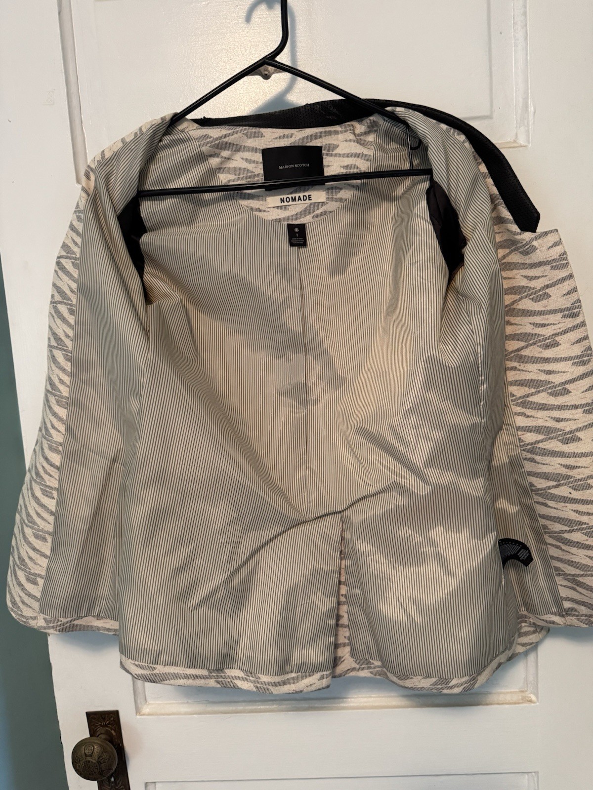 Maison Scotch Women’s Blazer/Jacket Leather Trim Size 1 Small Black Ivory Tux