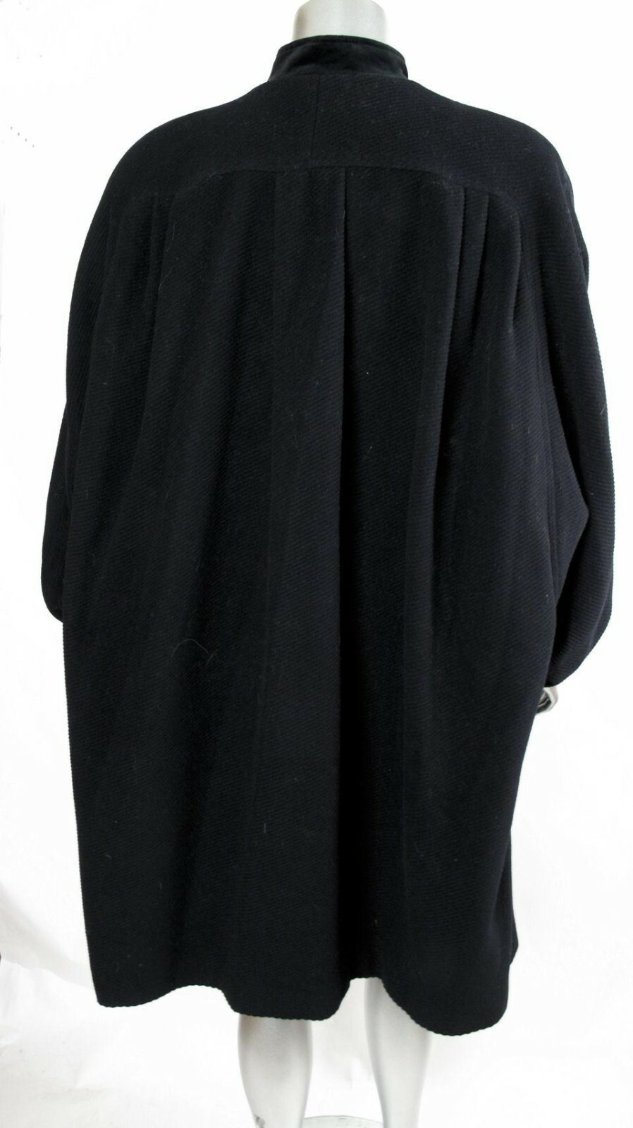 100% Auth Vintage VALENTINO MISS V Velvet Trim Textured Swing Trapeze Coat 44 10