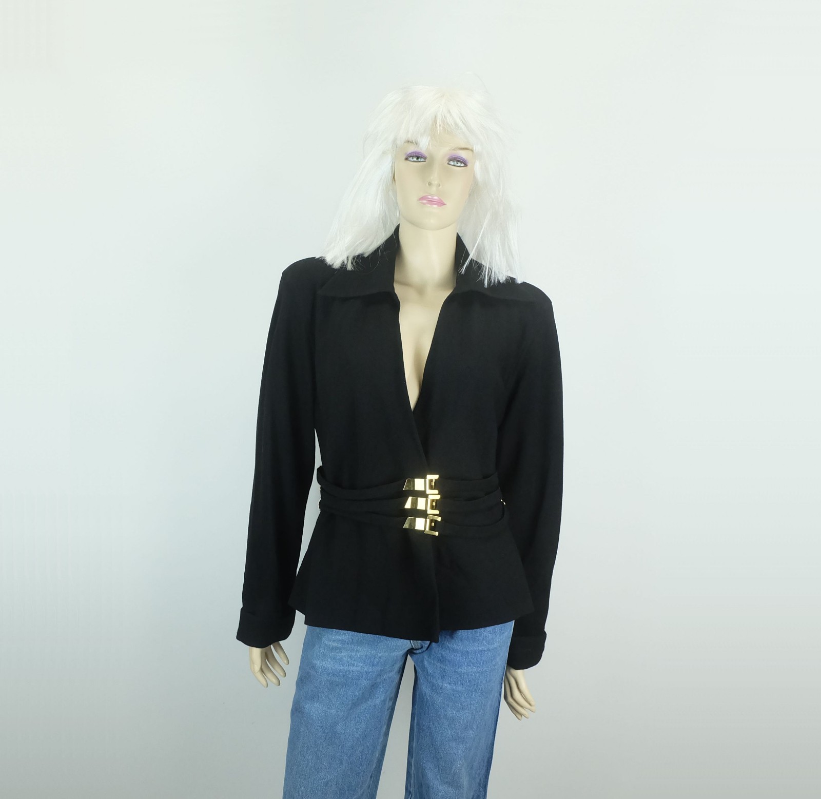 extravagant jacket roger sakoun paris 80s size M black wool fabric