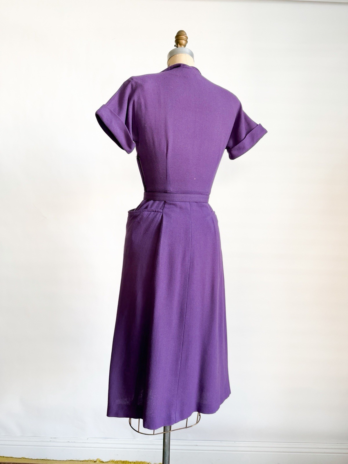 Vintage 1950s Purple Wool Bombshell Wiggle Dress Pacific Mills S