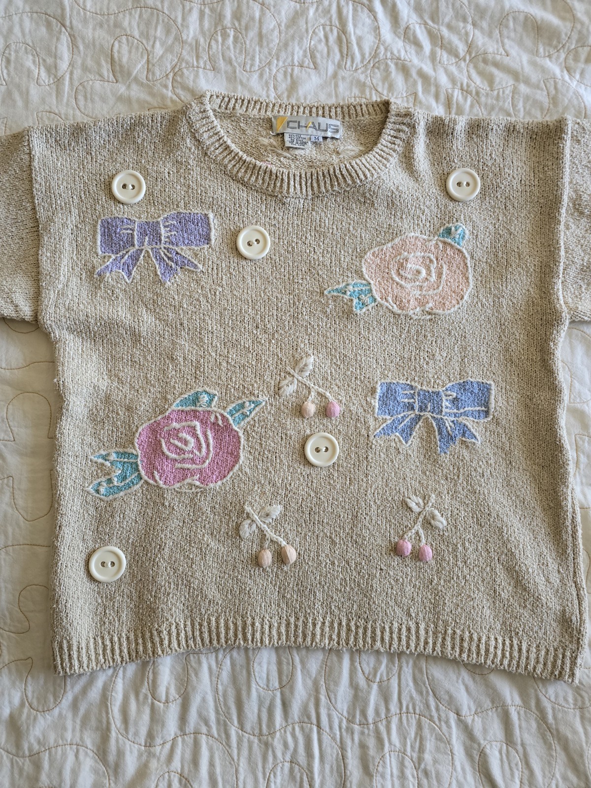 Vintage 1980s 90s CHAUS Cottagecore Sweater. Fairycore. Womens Medium Large