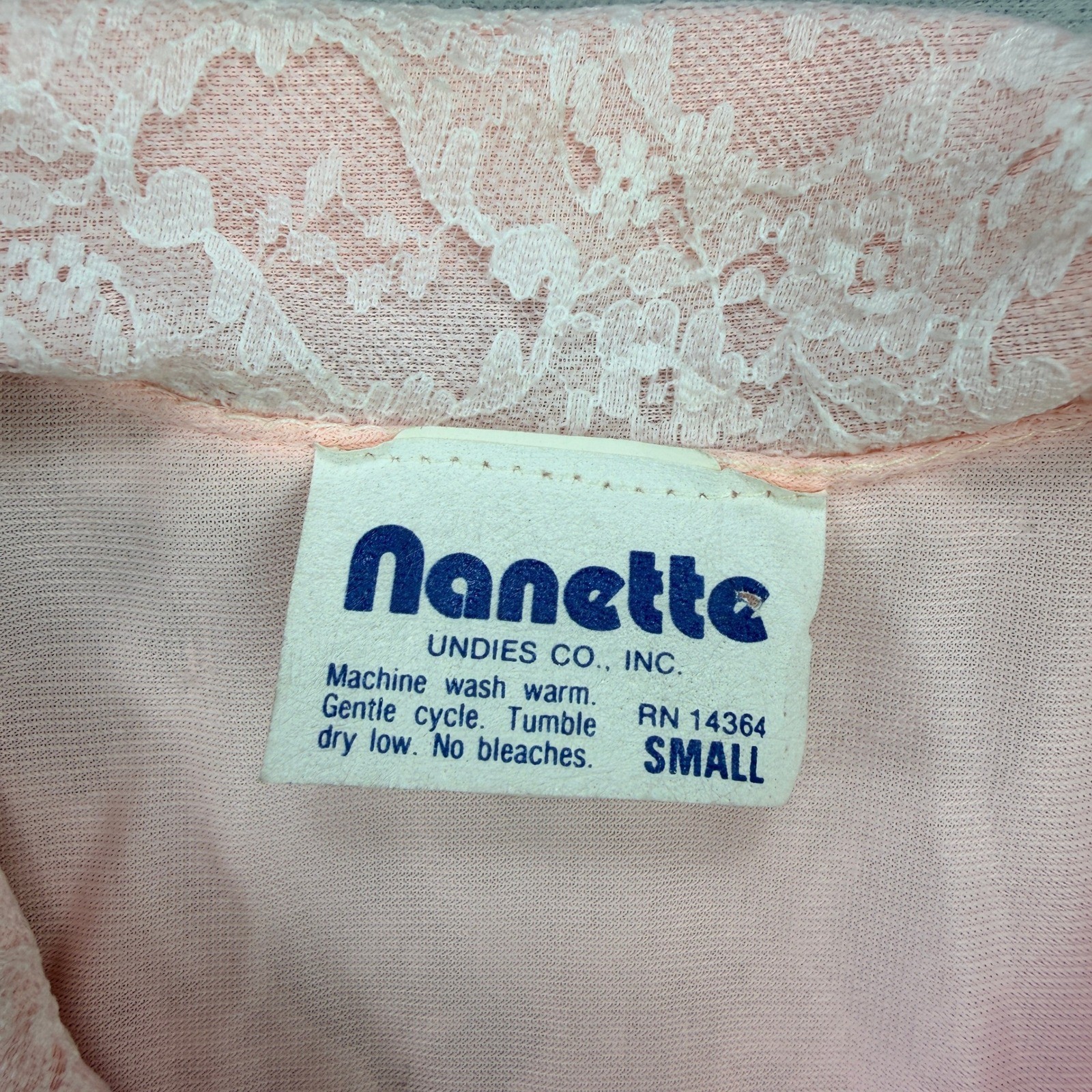 Vintage Nanette Pink Floral Lace Bed Jacket 3/4 Sleeve Ribbon Tie Small Lined