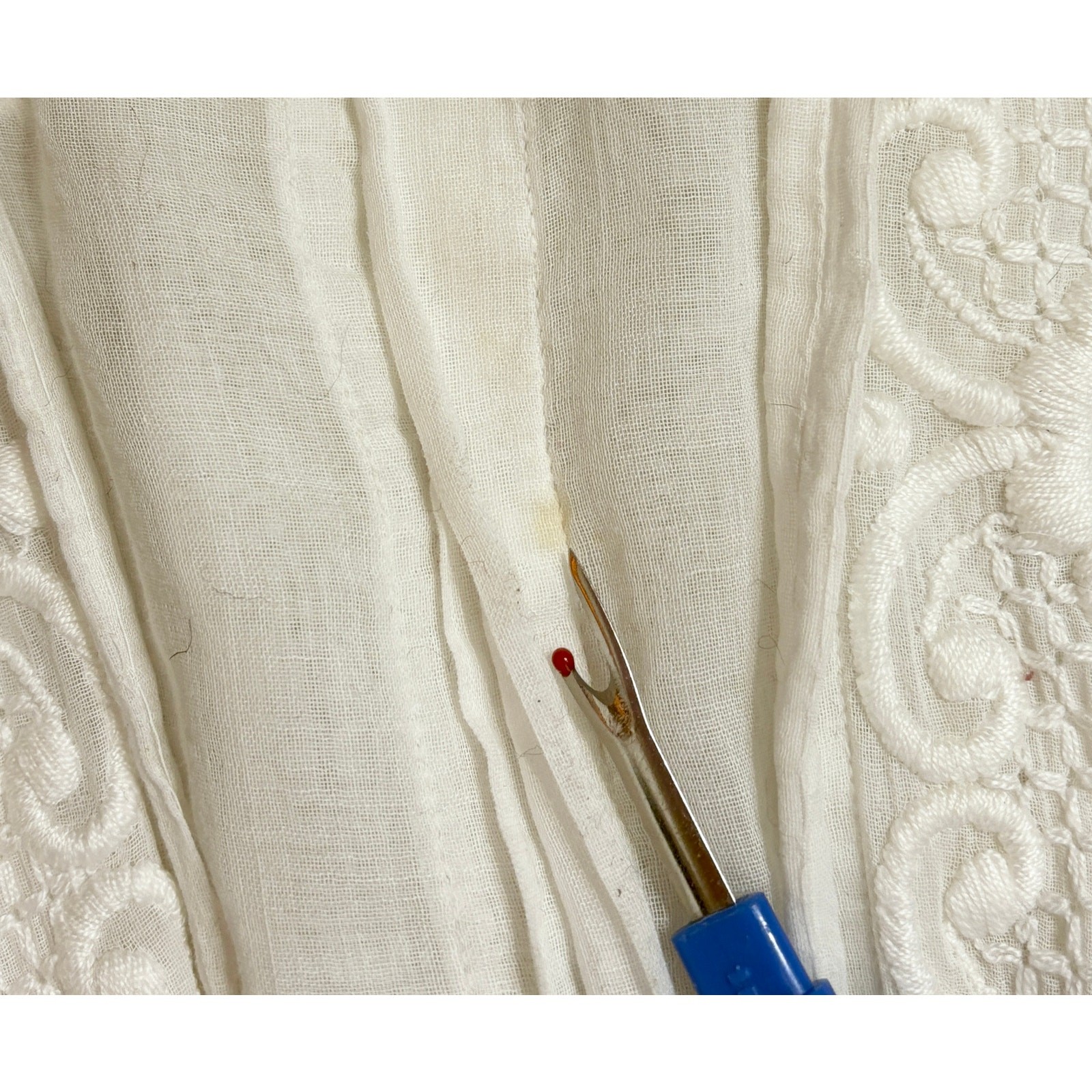XXS Edwardian Antique Lawn Cotton Embroidered Dress