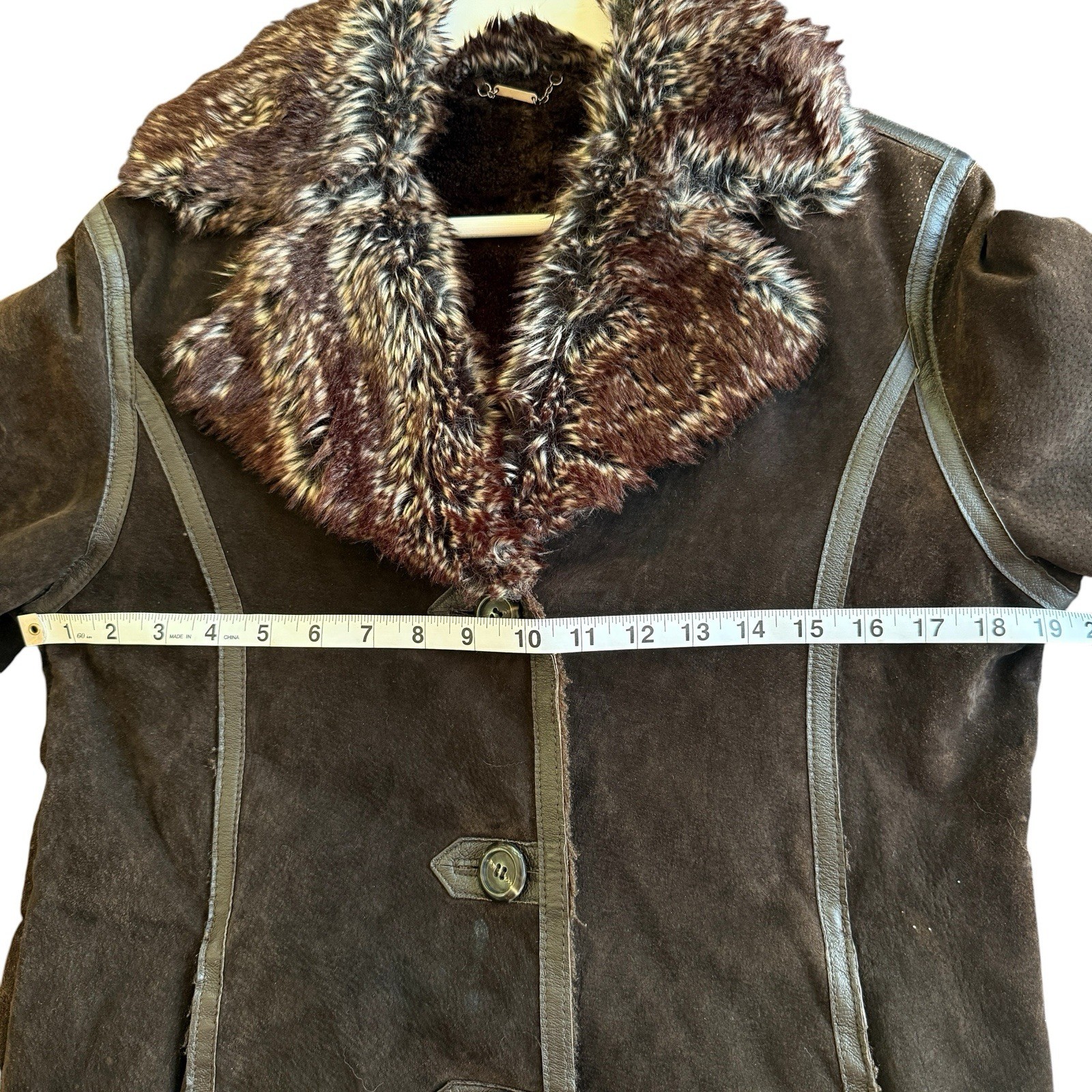 VTG Y2K Penny Lane Coat London Fog Brown Suede Boho SZ S Hippie Gypsy Rave Jacke